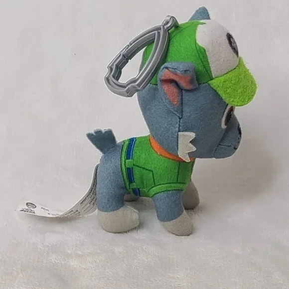 Paw Patrol Rocky Mini Plush Bag Clip On Backpack Hanger Stuffed Dog 4.5" - Picture 3 of 6